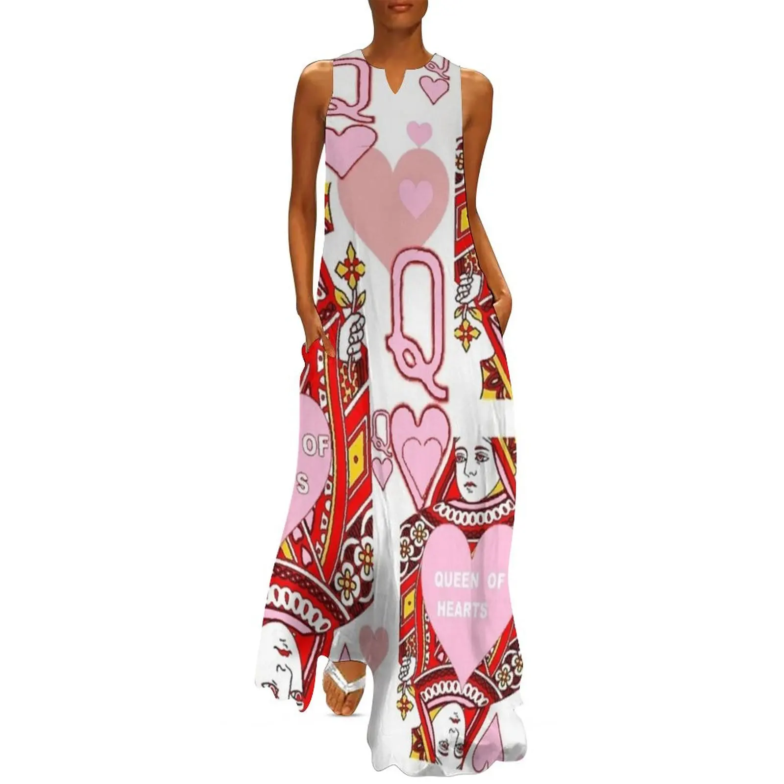 

CASINO NIGHTS PINK QUEEN HEARTS ABSTRACT ART Long Dress Female clothing prom dress dress women elegant luxury