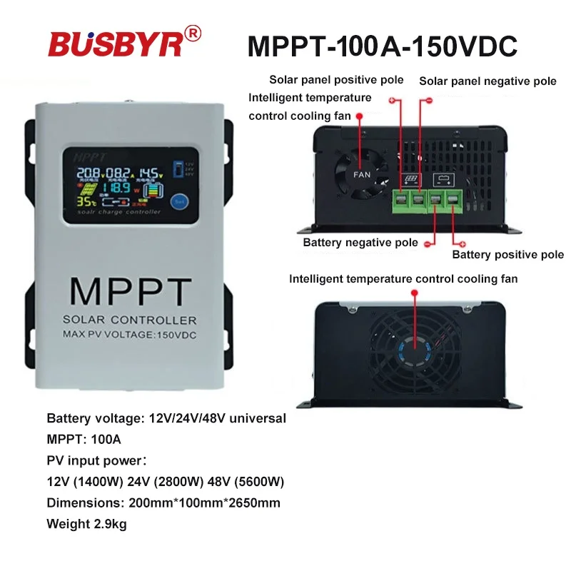 150VDC 230VDC MPPT Solar Laadregelaar 30-120A Auto 12 V/24 V/36 V/48/60/72/84/96 V Voor Lood-zuur Lithium Batterij LCD Display