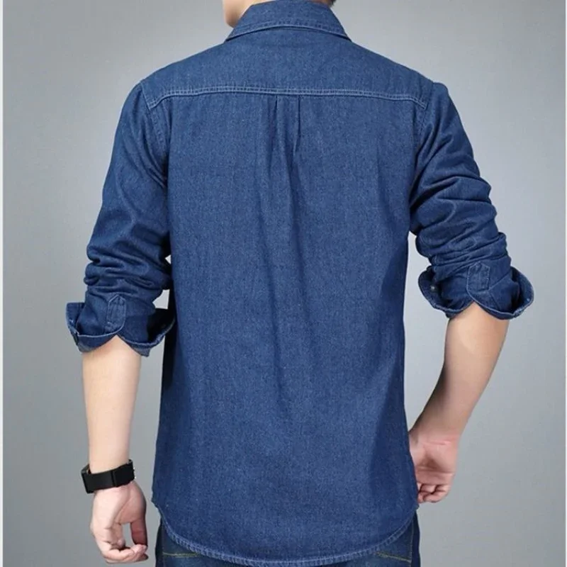 Denim Jackets Man Light Shirt Jeans Coat for Men Button Wide Sleeves High Quality Low Cost Size L Y2k Trendy Korea Casual Big G