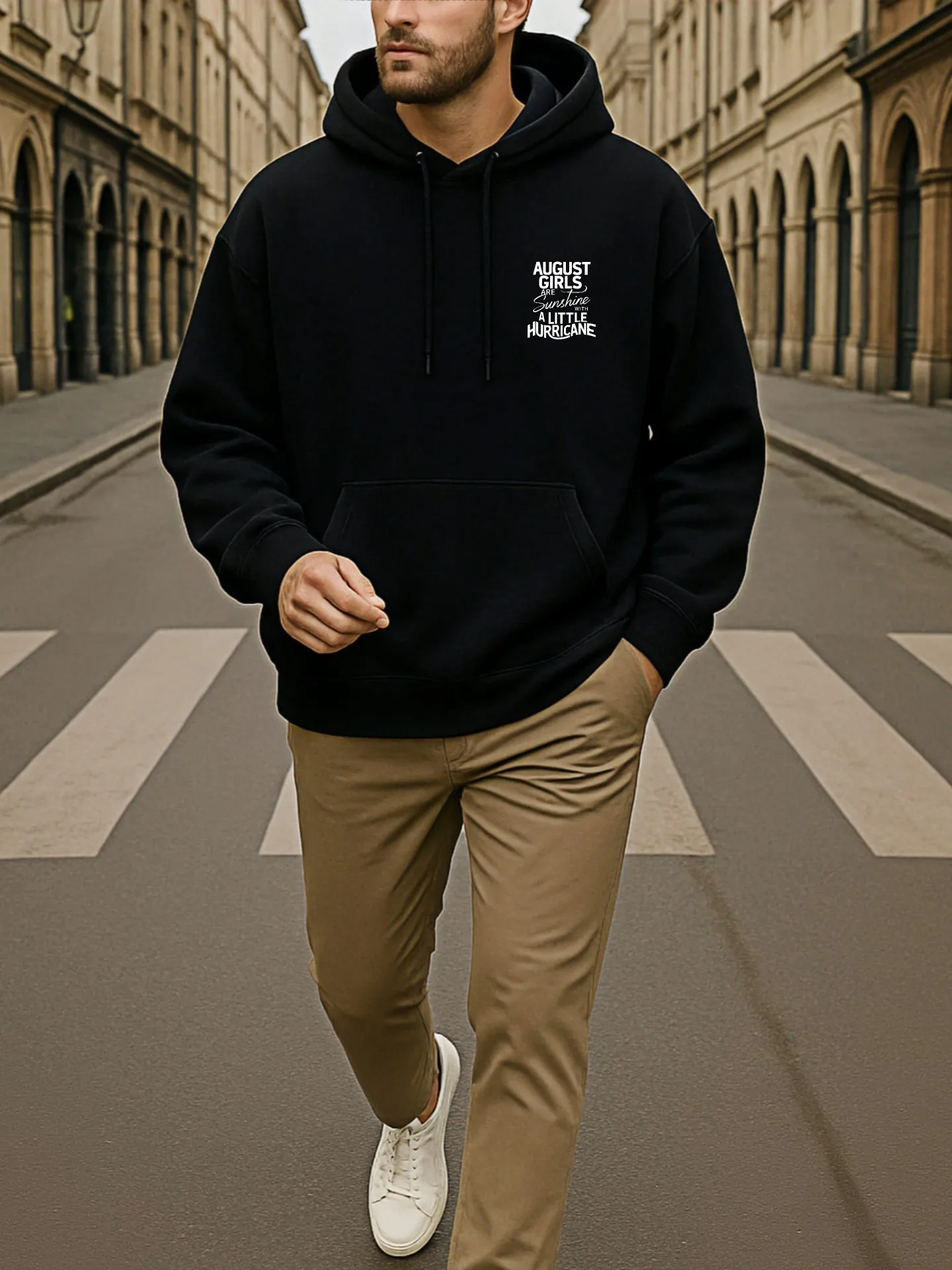 هوديي جرافيك للرجال، طباعة حروف، نمط كاجوال، صوف، للرجال، للارتداء اليومي