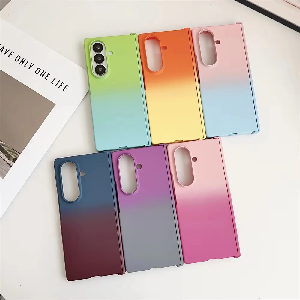 Two Color Gradient Hinge Protection Case For Samsung Galaxy Z Fold 8Ultra Fold 8 7 6 5 4 Anti-Scratch Shockproof Phone Cover