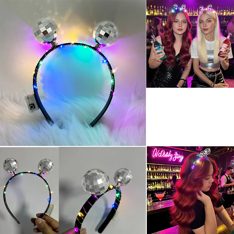 Gorros nuevos para niñas y mujeres, diadema nocturna de discoteca, accesorios de baile para Bar, DJ, diadema brillante bonita