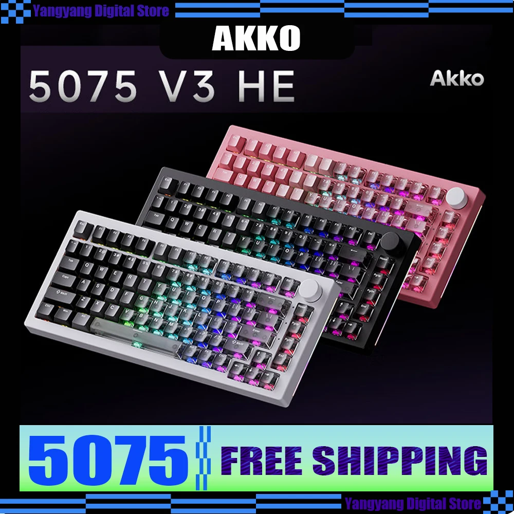 

AKKO 5075/5087 V3 HE Магнитная клавиатура Проводная прокладка ARGB 8K Игровая механическая клавиатура для киберспорта Бесстрашный контракт RT Индивидуальная