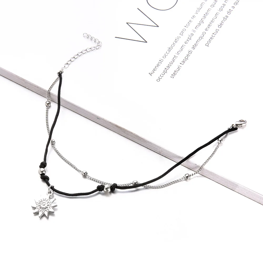 S014 Vintage Boho Multi Strato Perline Cavigliere Per Le Donne Da Sole di Modo Pendent Cavigliera Fatti A Mano Catena Del Piede Dei Monili del