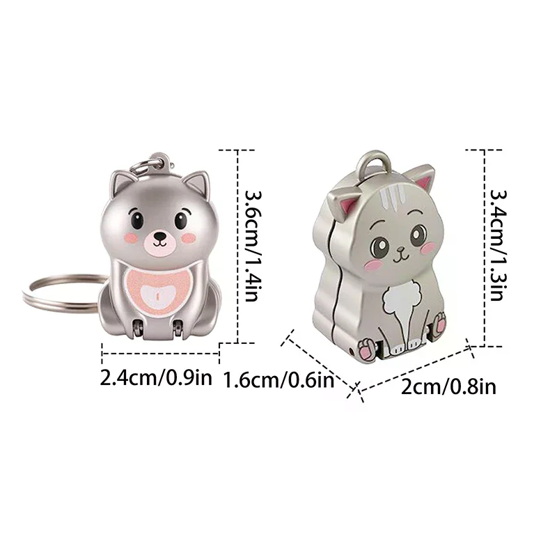 1 Uds. Exquisito llavero con forma de cachorro y gatito, cortaúñas plegable, cortaúñas giratorio de acero inoxidable para uñas de los pies y manicura