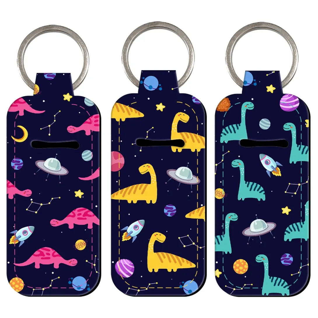 Cute  Dinosaur Lip Balm Holder Keychain Clip On Lipstick Sleeve Holder Bag Charms Keyring Travel Accessory Gift for Women