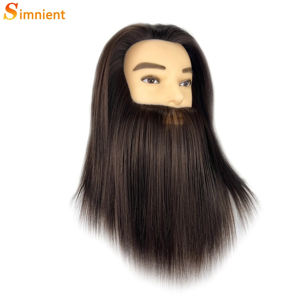 Male Mannequin Heads With 100% Synthetic Hair Brown For Practice Hairdresser Cosmetology Manikin Training Head For Hair Styling