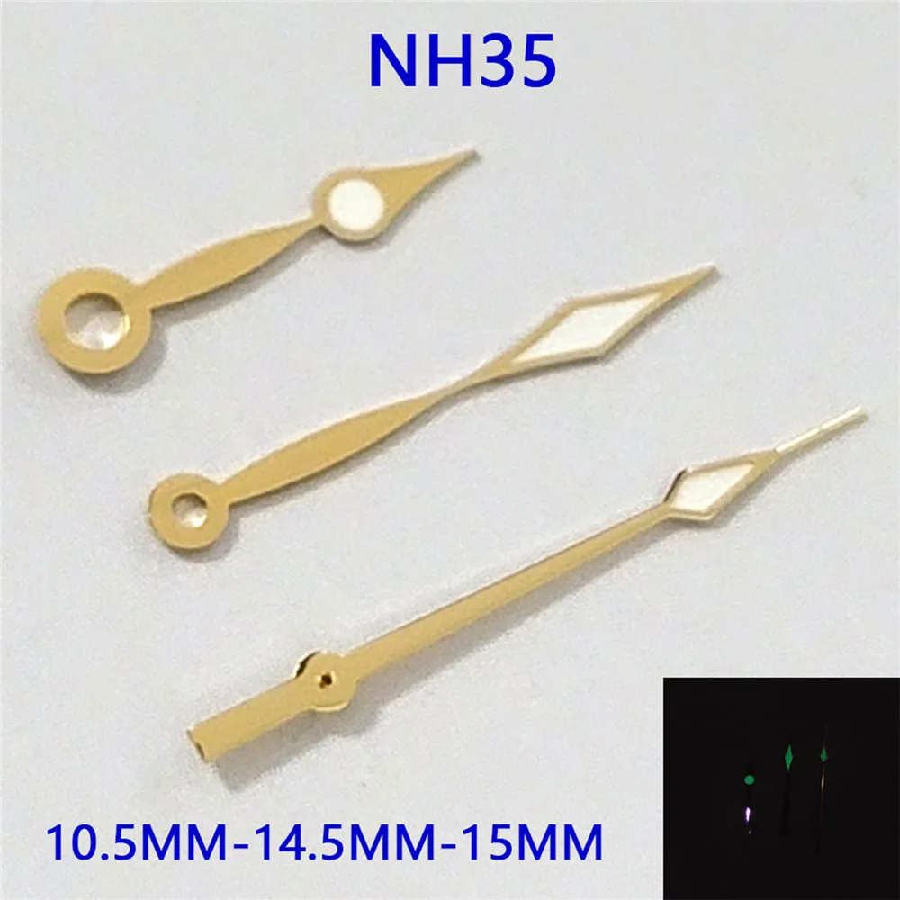 

Watch Pointer Gold Hands NH35 Needles Spare Parts for NH35 NH36 4R36 Automatic Mechanical Movement Green Luminous Watch Hands
