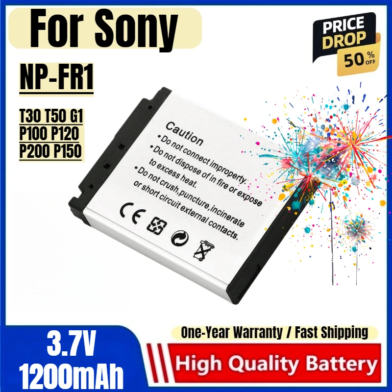NP-FR1 Battery 3.7V 1200mAh Rechargeable Batteries and Charger for Sony T30 T50 G1 P100 P120 P200 P150  Camera Battery