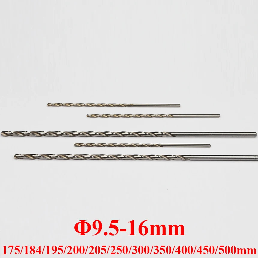 

9.5-16mm 175/200/205/250/300/350/400/450/500mm Extra Long Metal Wood High Speed Steel HSS Straight Lengthened Twist Drill Bit