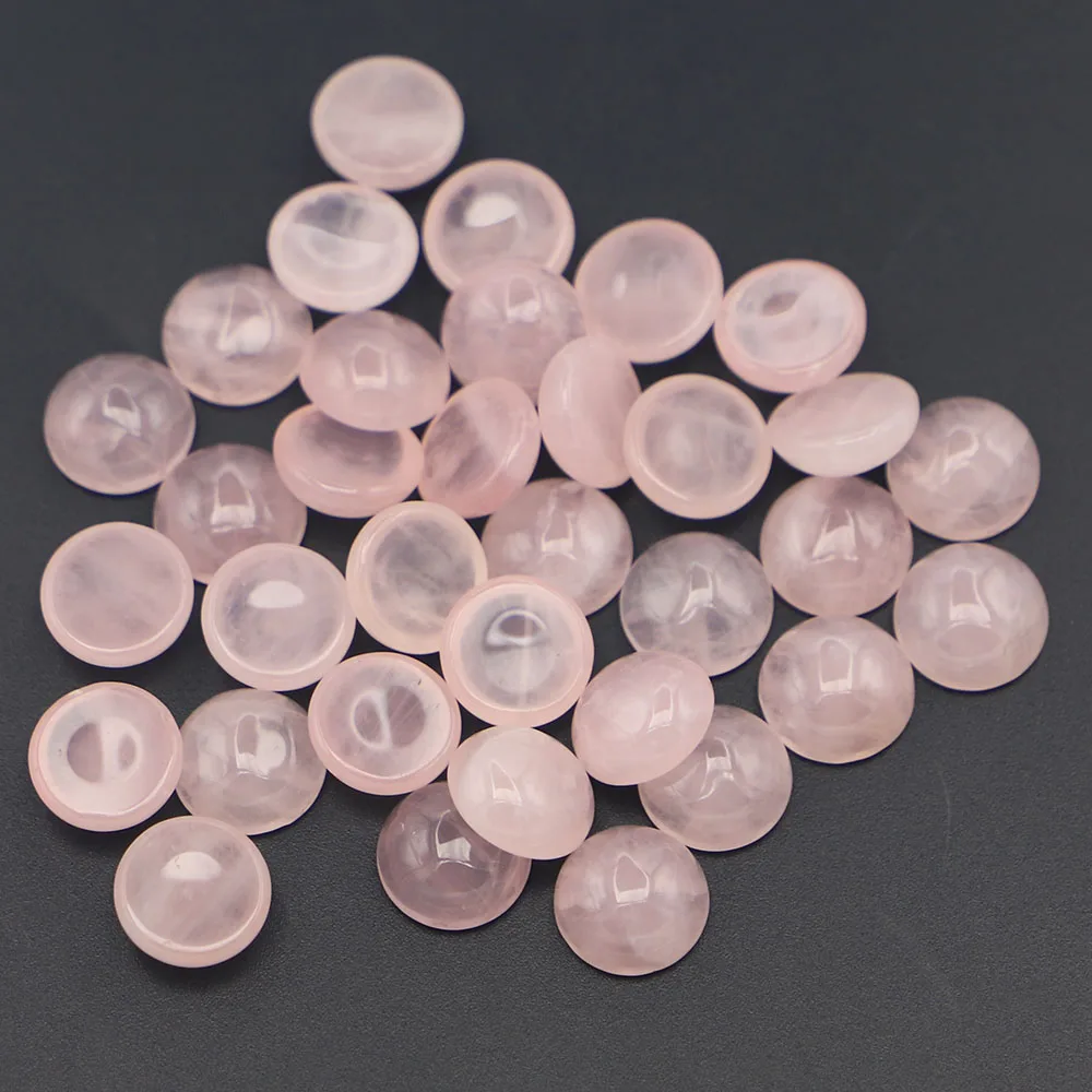 500PC 10mm Natural Stone Cabochons Round Bead  Rose Quartz Crystal Fashion For Jewelry Making Wholesale