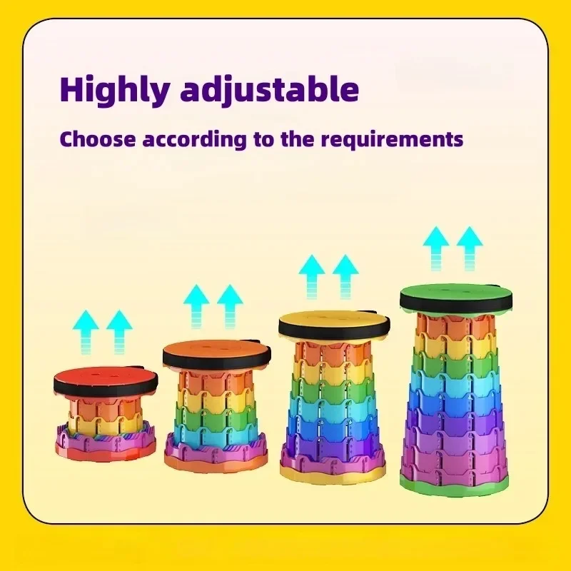 Folding Rainbow Stool Portable Height Adjustable Compact and Lightweight Outdoor Camping Chair for Travel Picnic Barbecue Room O