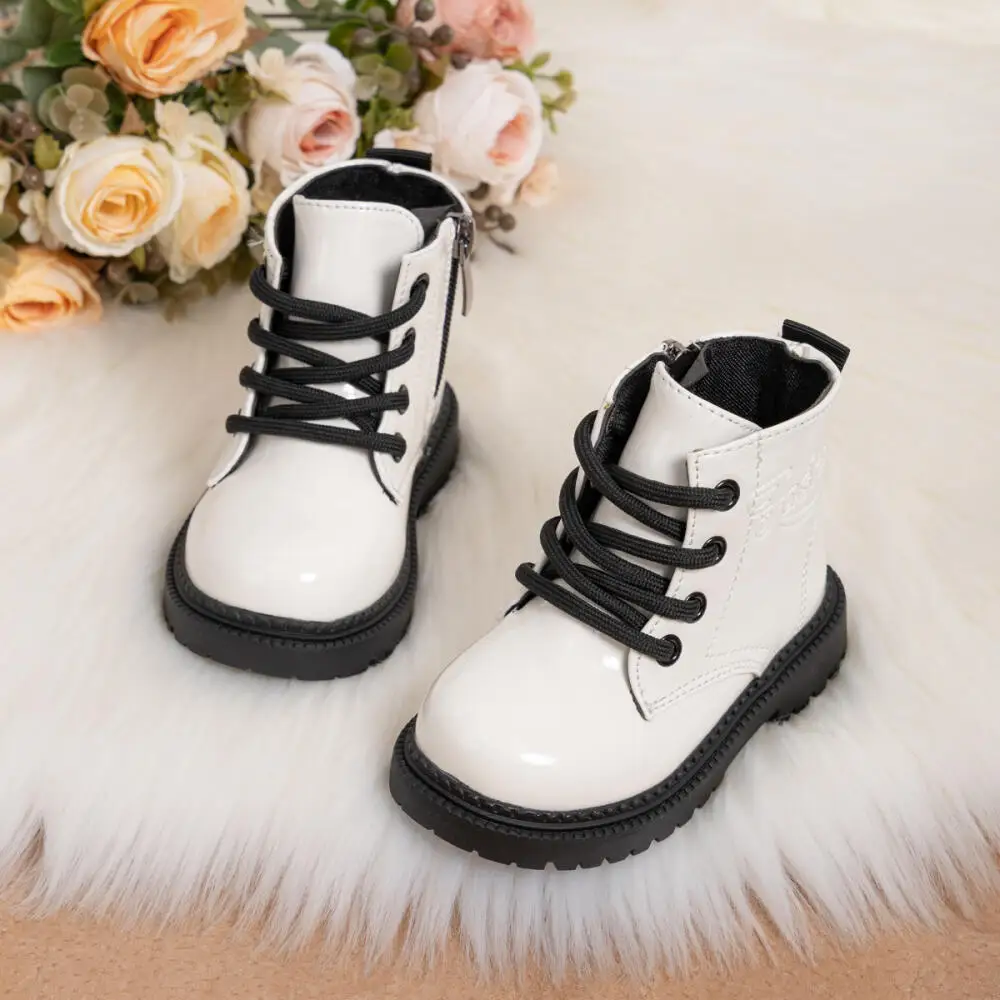 Sonsage Winter Children's Shoes Waterproof PU Leather Children's Boots Fashion Toddler Lace-up Martin Boots Boys Girls