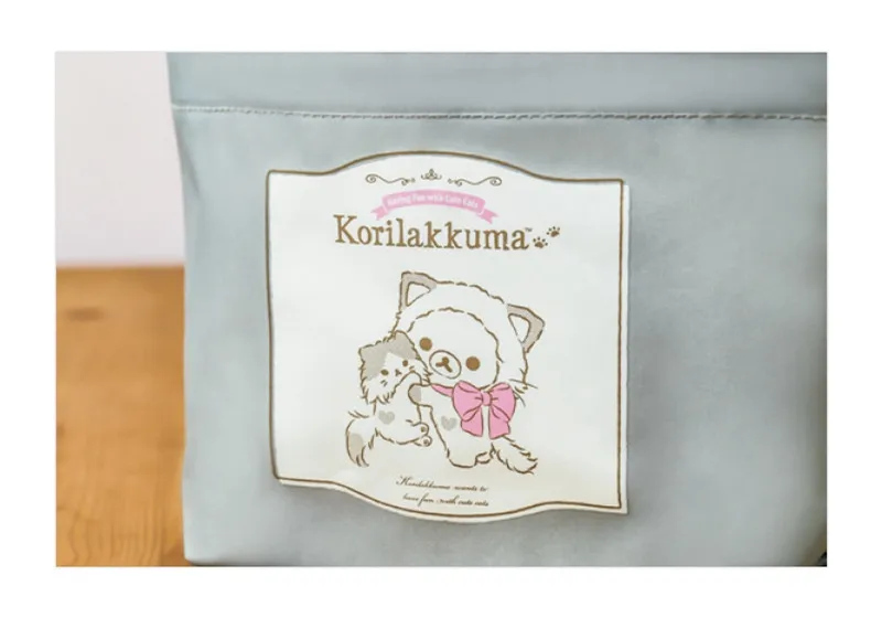 Rilakkuma Korilakkuma Cat Hand Bags Handbags for Women Cute Kawaii Grey Toto Lunch Bag Ladies Anime Ruched Frills Top Handle Bag