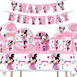 Minnie Mouse Birthday Party Dekoration für Mädchen, Einwegbesteck, Ballon, Brille, Geschirr, Tischdecke, Babyparty, Partydekoration 8 Hauptverkäufe Cha Offenbarung Bebe - №7