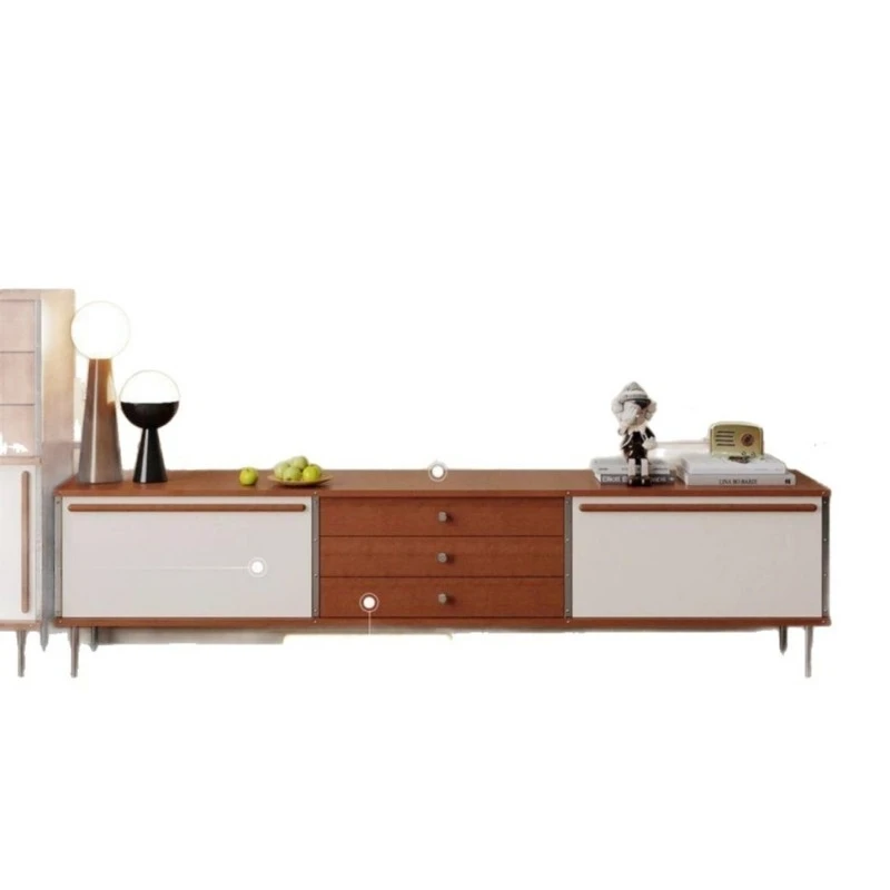 Medieval solid wood TV cabinet, light luxury storage locker next to the sofa in the living room, fully equipped floor-to-ceiling