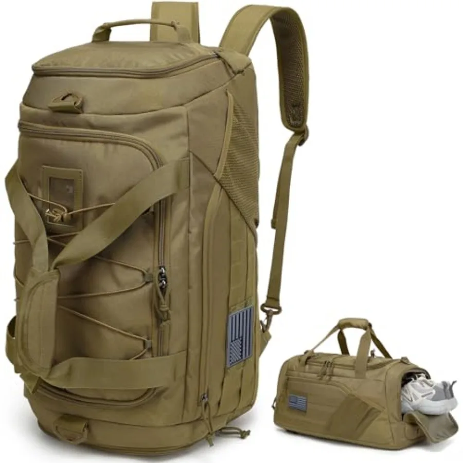 3-in-1 Tactical Travel Duffle Bag Backpack Gym Bags Men 45L Military Sports Duffel Bag with Shoe Compartment and Wet Pocket Mul