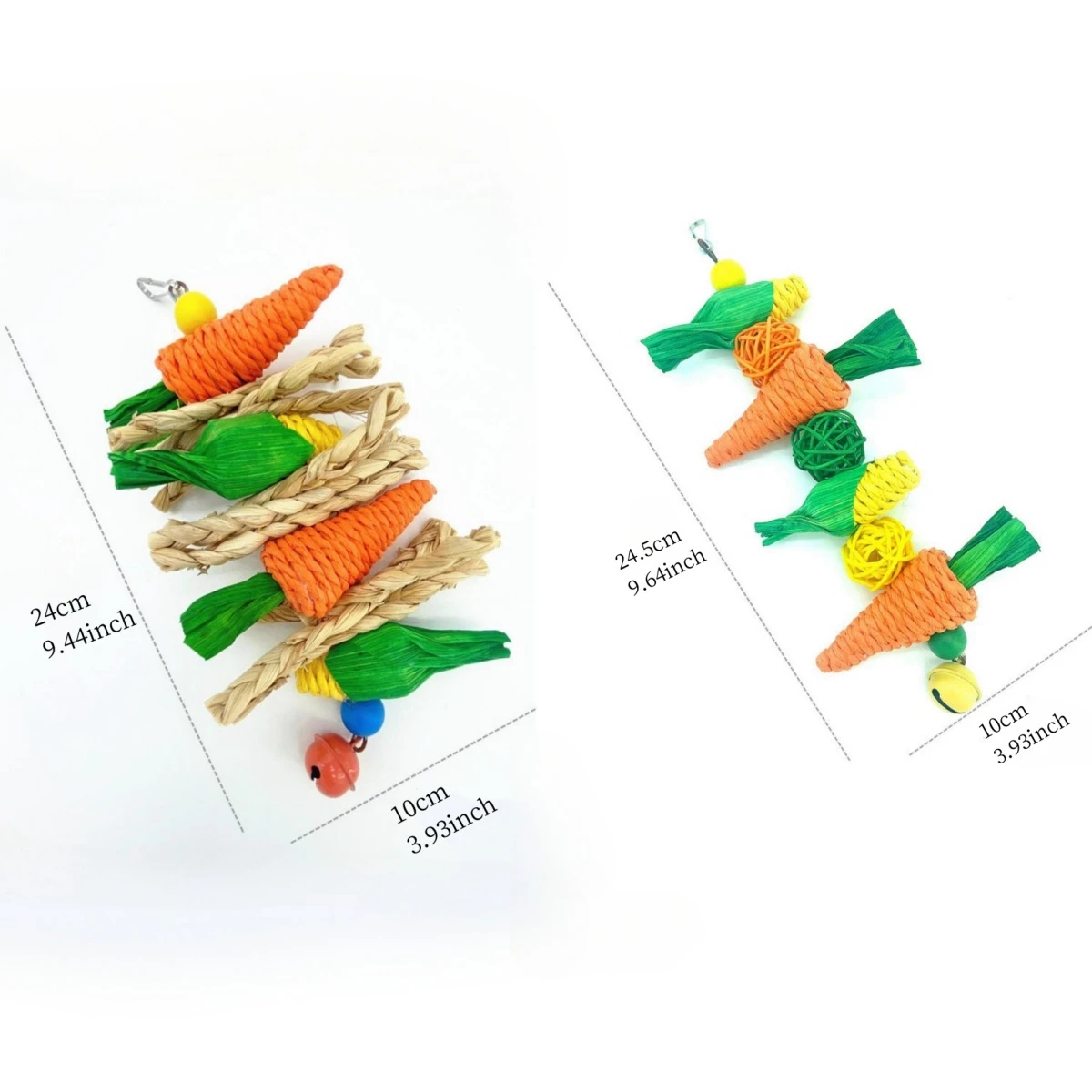 1pc Random Color & Style Handmade Woven Vine, Carrot & Corn Shaped Chew Toy for Small Pets (hamster, Rabbit, Bird, Parrot, Etc.)