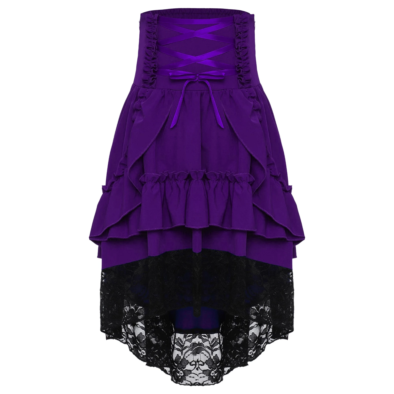 الفتيات Steampunk القوطية تنورة القرون الوسطى عصر النهضة زي خمر تنورة الفيكتوري الدانتيل يصل المتدرج كشكش التنانير هالوين زي