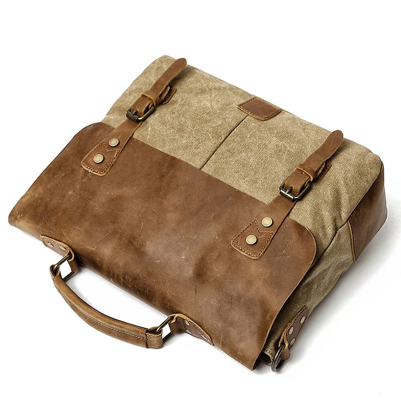 Imagem -05 - Muchuan-mensageiro Masculino Bolsa de Ombro Canvas Maleta de Couro Crazy Horse Retro Office Handmade Masculino