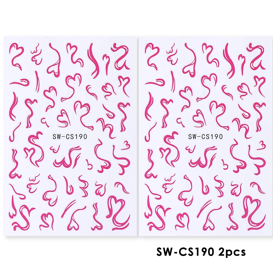 2 stuks zoete element nail art stickers eenvoudige bloem hart kersen aardbei kawaii stickers kleurrijke boog vlinder manicure sliders