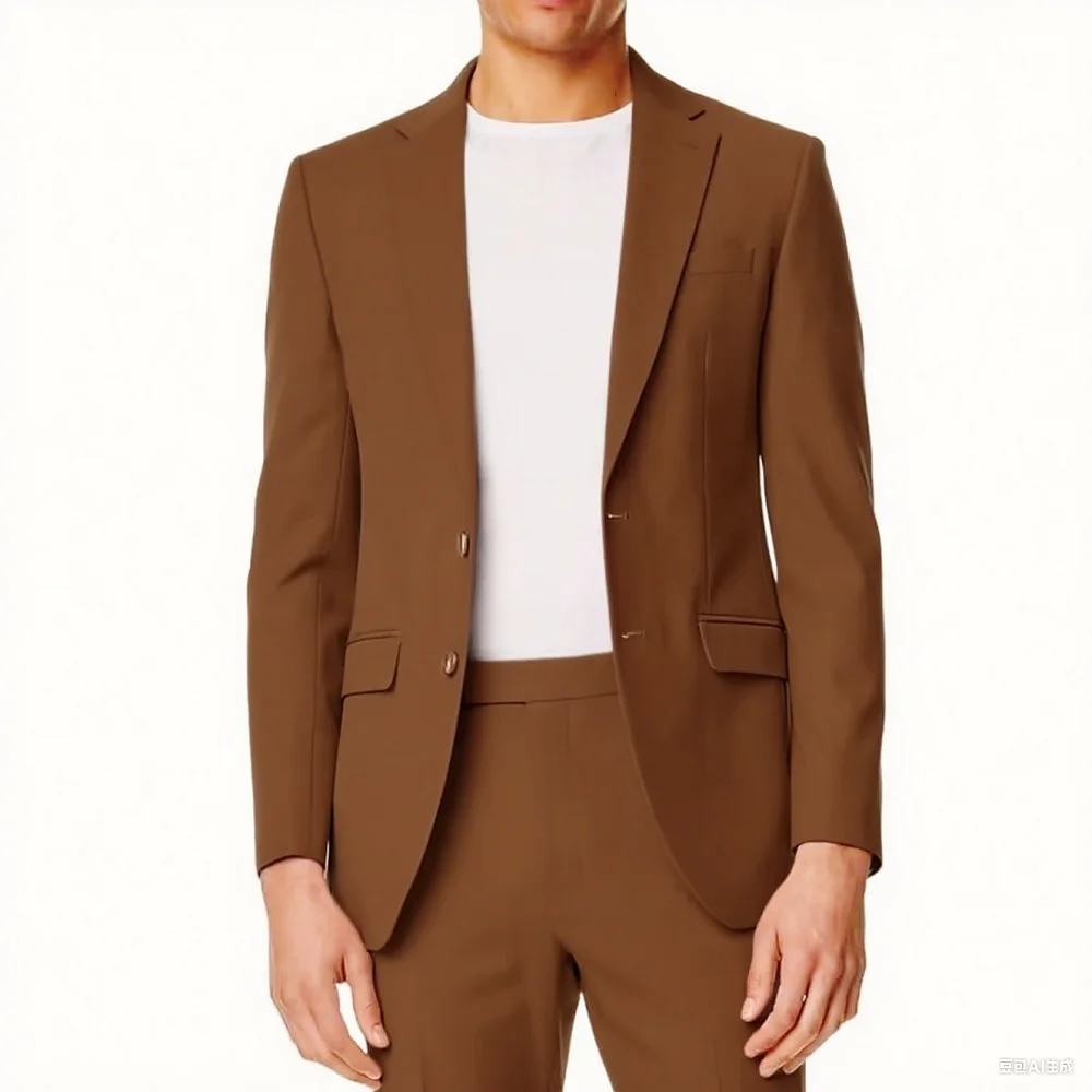 ชุดสูทผู้ชายสองชิ้น แฟชั่นฤดูร้อน ปกแบบน็อตเชอร์ เสื้อแจ็คเก็ตกระดุมแถวเดียว กางเกงขายาว ชุดลำลองสำหรับธุรกิจ งานแต่งงาน