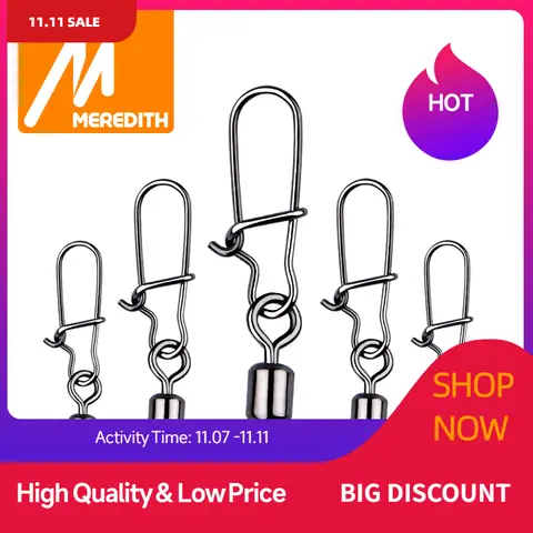 50pcs Pike Fishing Swivels and Snap Hooks MEREDITH