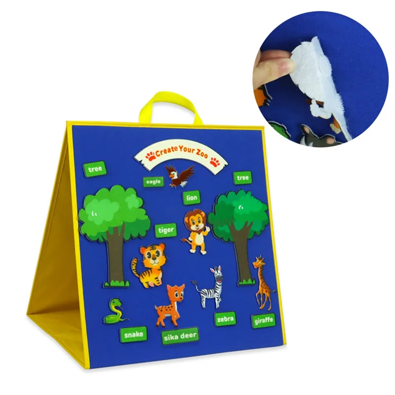 17 Inch Double Sided Standing Teaching Board Felt Animals Story Teller Display Telling Toys Teacher Supplies Early,B