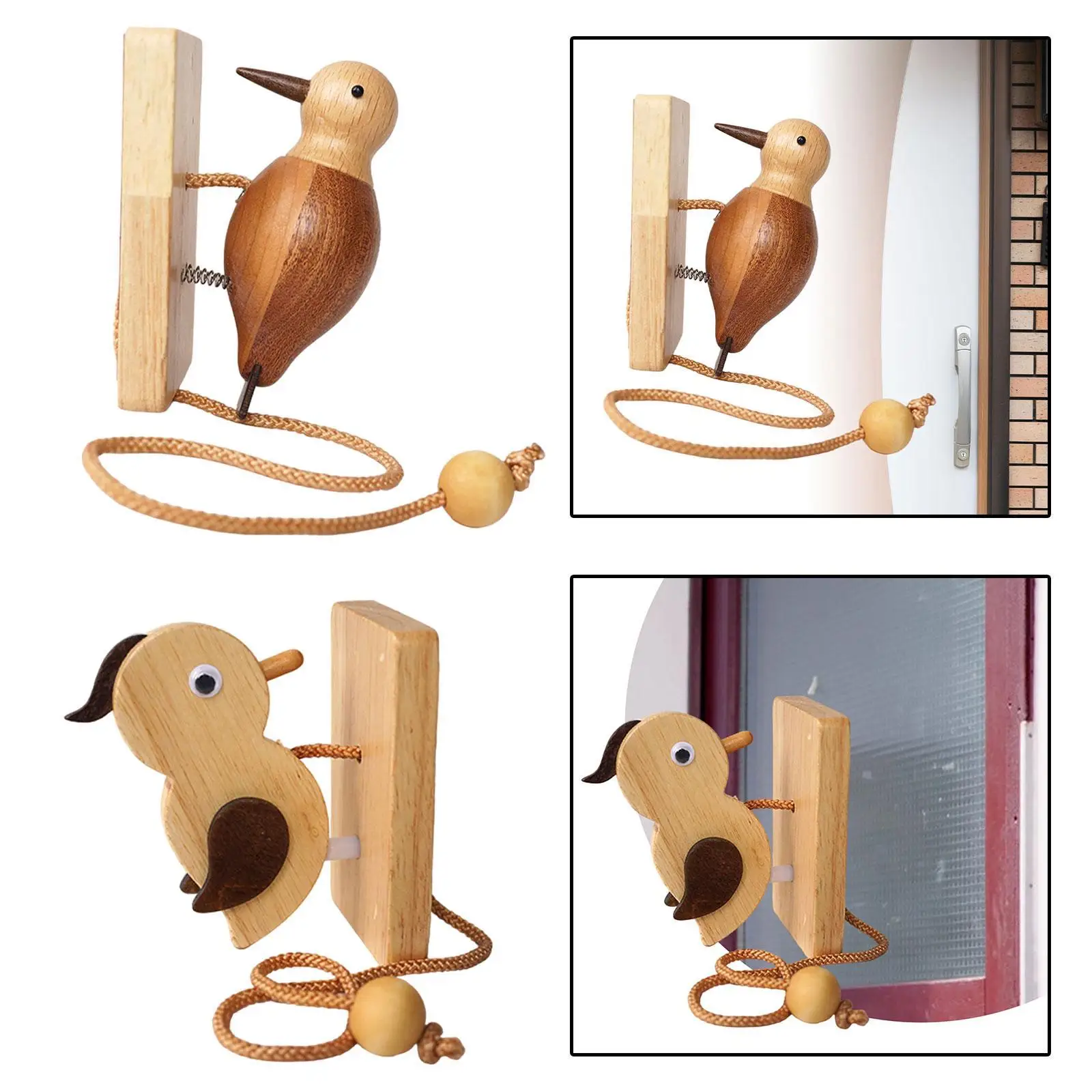 Woodpecker Doorbell for Door Opening Bird Shaped Decorative Wood Door Bell for Entrance Early Education Bedroom Business Porch