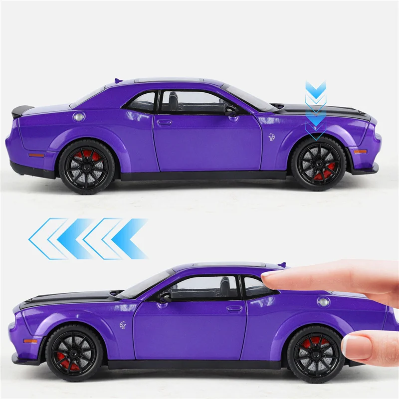 1:24 Dodge Challenger SRT Hellcat alliage modèle de voiture de sport moulé sous pression en métal voiture de course modèle de véhicule musculaire son lumière enfants jouet cadeau