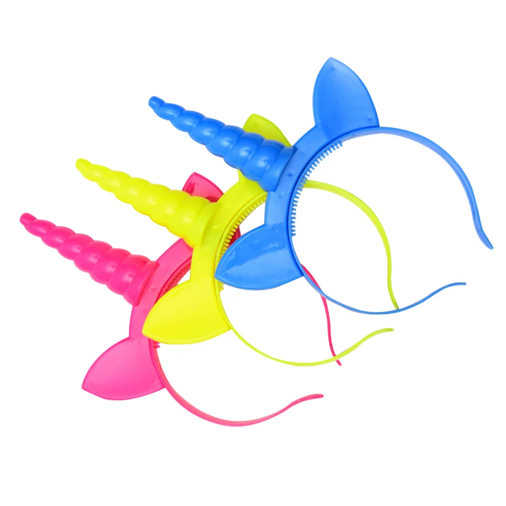 

3pcs Luminous Unicorn Headband Hair Hoops Headdress for Women Child Party Halloween Cosplay Performance Hair Accessories