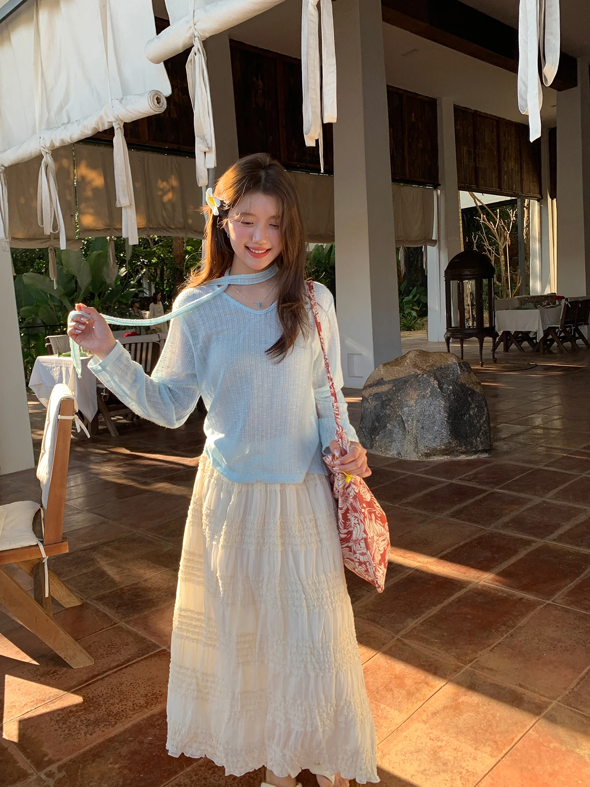 

Sisilyon Gentle Puffy Skirt Women's Korean Sle Pleated Cake Skirt High Waist A-Line Skirt Soft Comfortable Polyester