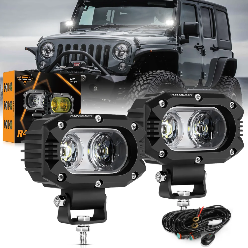 

AUXBEAM R4 SERIES 4 inch LED Work Light 120° Flood Light 60W 6000LM LED Pod Driving Lamp 6500K White for Offroad Truck SUV 4WD