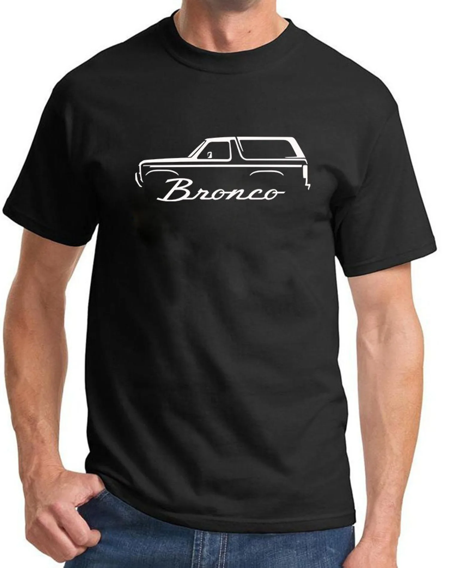 

121@EY 1980-86 For.ds Bronco Truck Classic Outline Design Tshirt Men's and Women's Short-Sleeved Car Lovers T-shirt with for Su