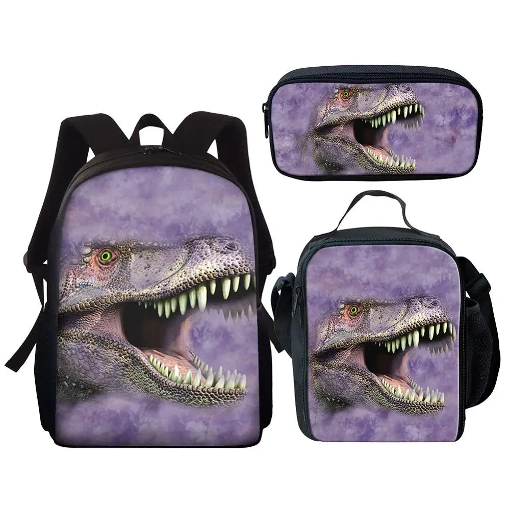 2025 3Pc/Set Kids Backpack Cute Animal Dinosaur 3D Print Students School Bags Teenagers Boys Girls Book-Bags Children Bagpack