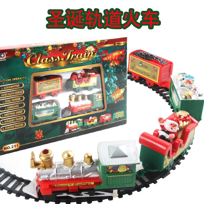 Grenzüberschreitende Lieferung von elektrischen Schienenautospielzeugen für Weihnachten, Mini-Simulationszügen, Elektroautospielzeugen für Kinder, neue Modelle