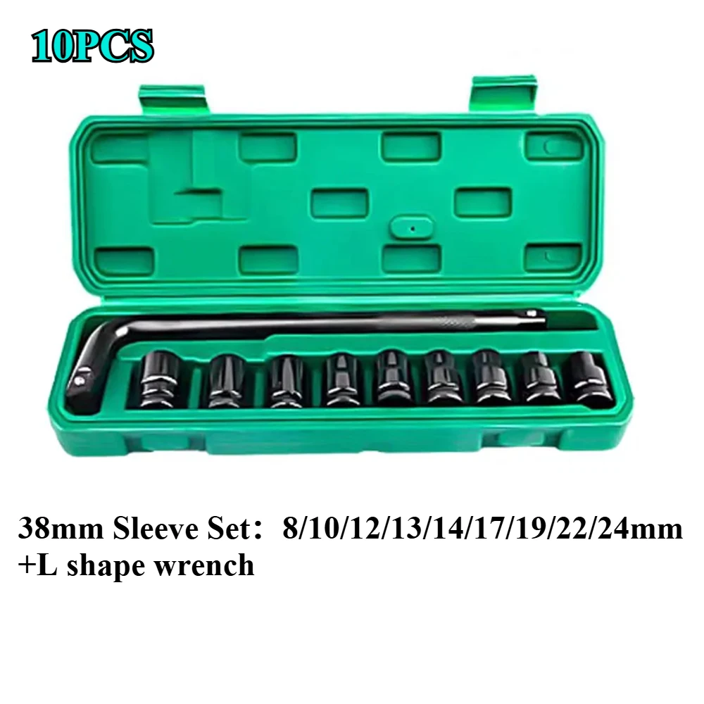 10pcs 1/2 inch drive Metric Impact Sleeve Sleeve Universal Sleeve Metric Drive Deep Socket Wrench for Pneumatic Service Tools