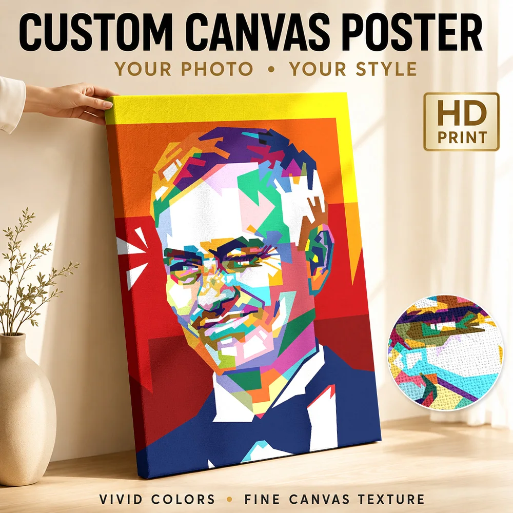 Jose Mourinho Portrait Framed Canvas Print Personalized Photo Multicolor Polygon Shapes Wall Art For Sports Memorabilia Room