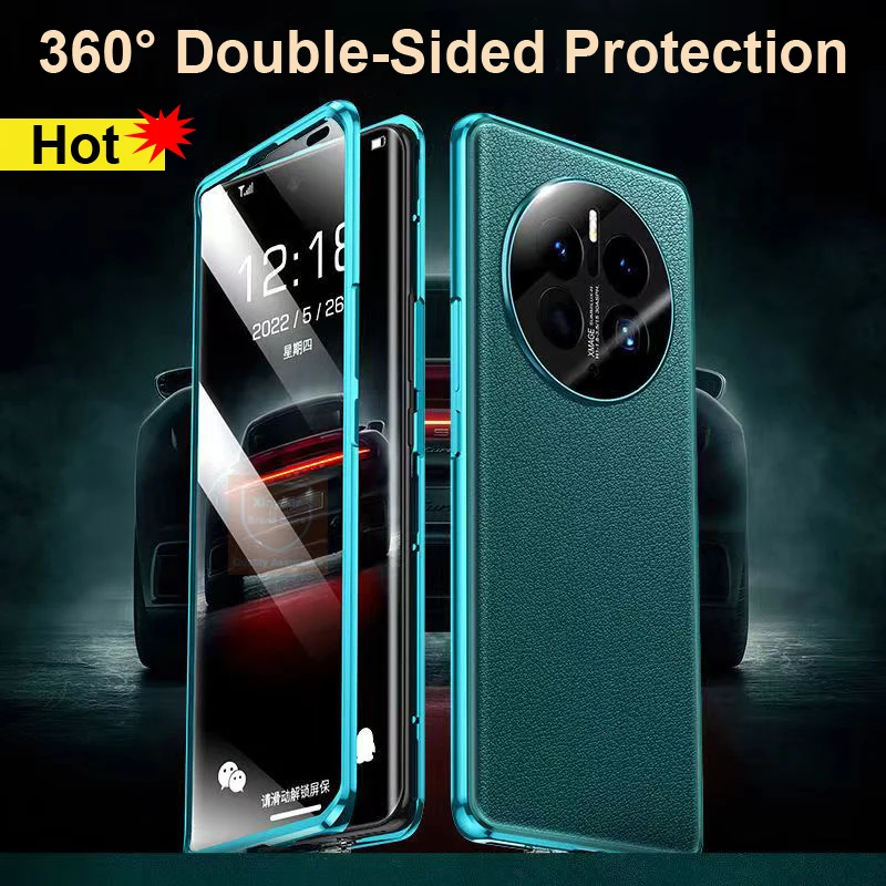 360 Full Body For Huawei Mate 50 Pro Mate50 Case Metal Bumper Tempered Glass Case For Huawei Mate 50 Pro Flip Leather Cover Skin