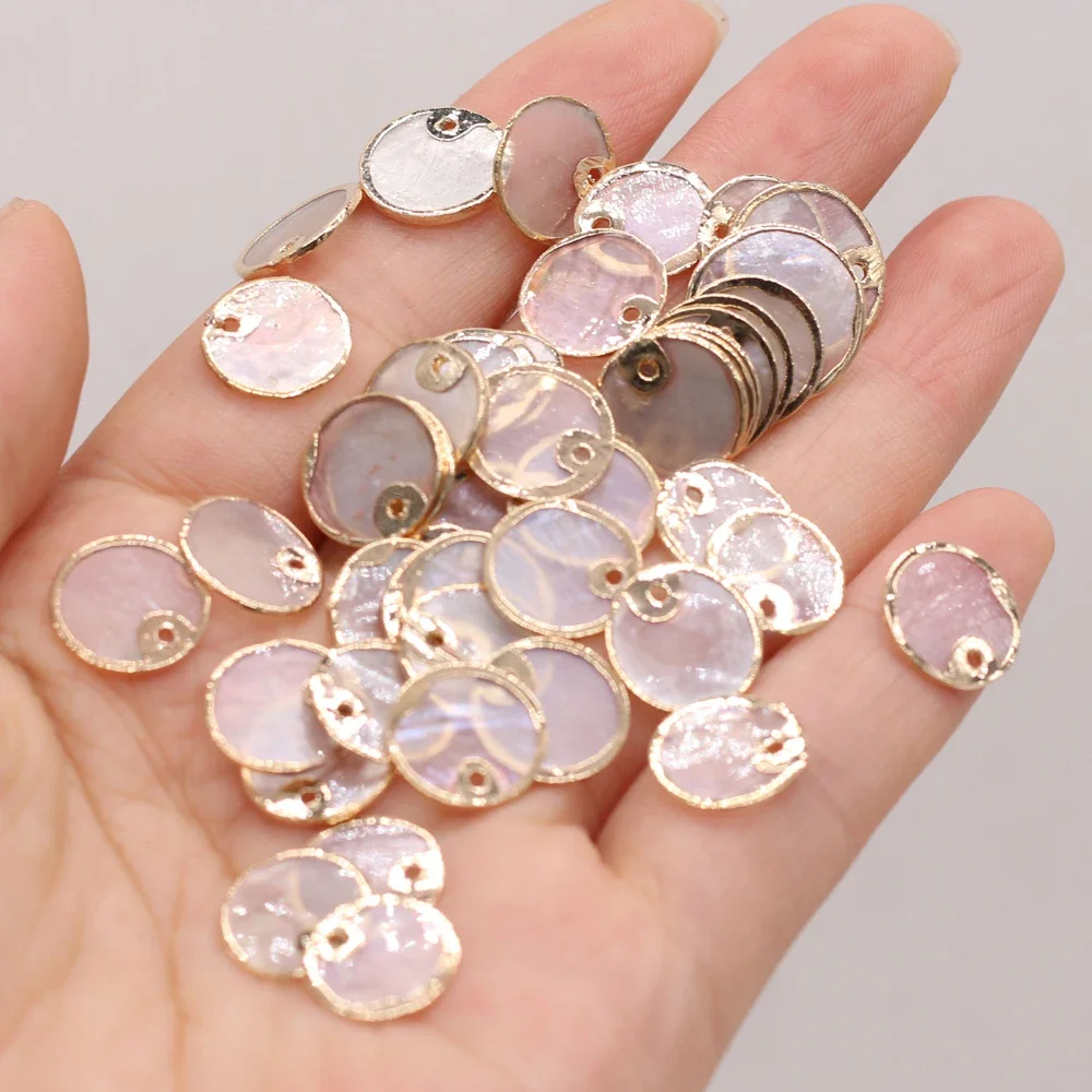 50PCS Wholesale Natural Shell Round Pendant For Jewelry Making DIY Necklace Earring Accessories Charms Gift 15x15mm