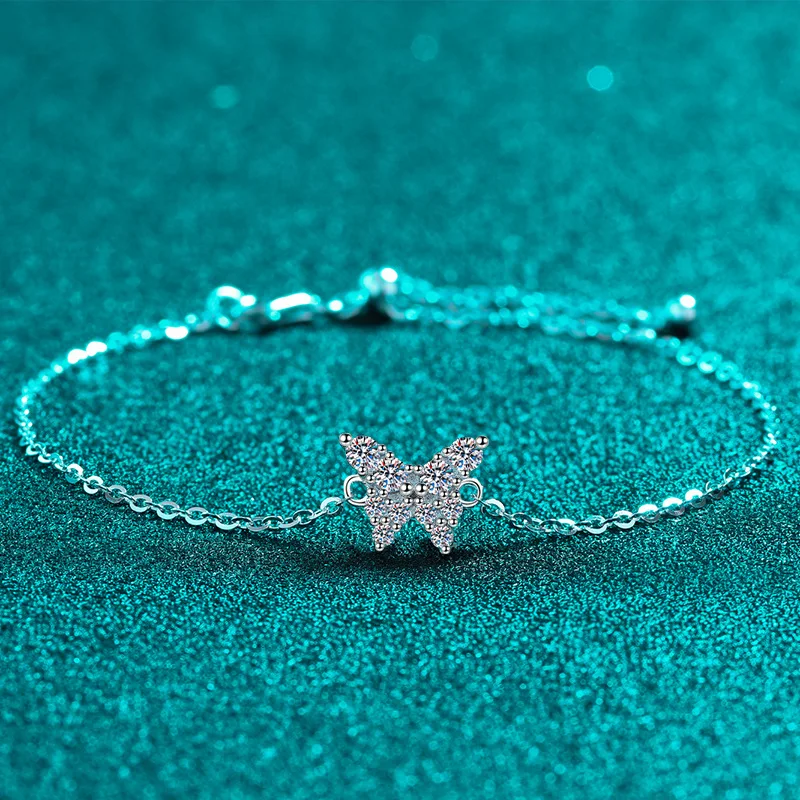 

Butterfly Sweet Bracelet Women's 0.36CT Moissanite PT950 Platinum - Butterfly diamond chain, sweetness boost, ideal friend gift