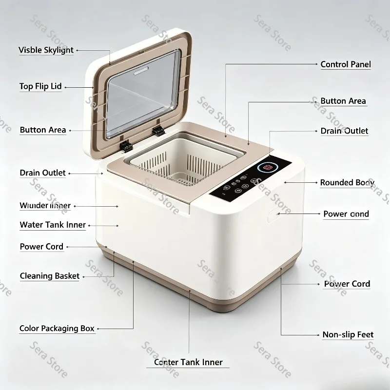 Intelligent Automatic Fruit & Vegetable Washing Machine, Household Food Purifier for Pesticide Residue Removal, Sterilization