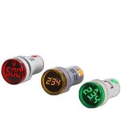 22mm LED Digital Display Gauge Volt Voltage  Indicator Signal Lamp Voltmeter Lights Tester Combo Measuring Range 60-500V AC