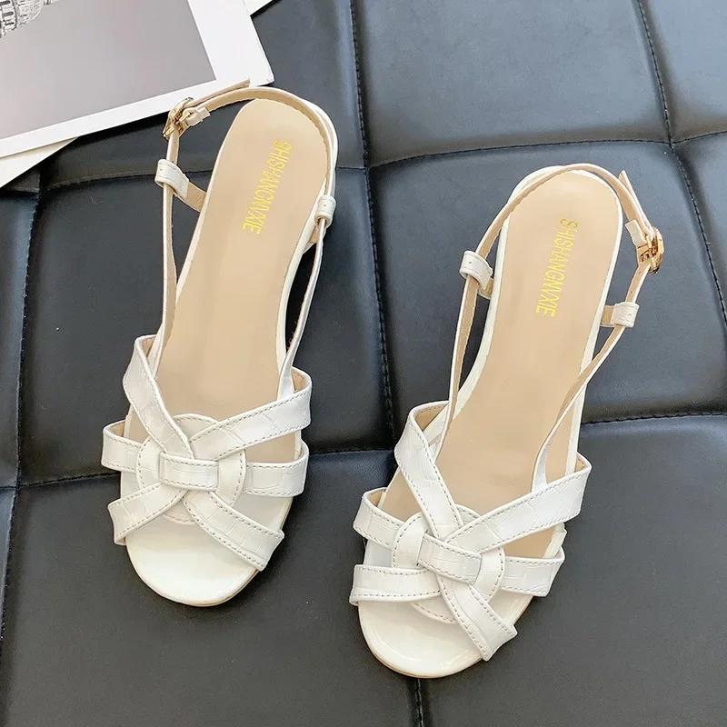 Korean Style Fashion Fish Mouth Women Shoes Summer  Hollow Out Low Heel Platform Sandals for Women Sandalias De Mujer