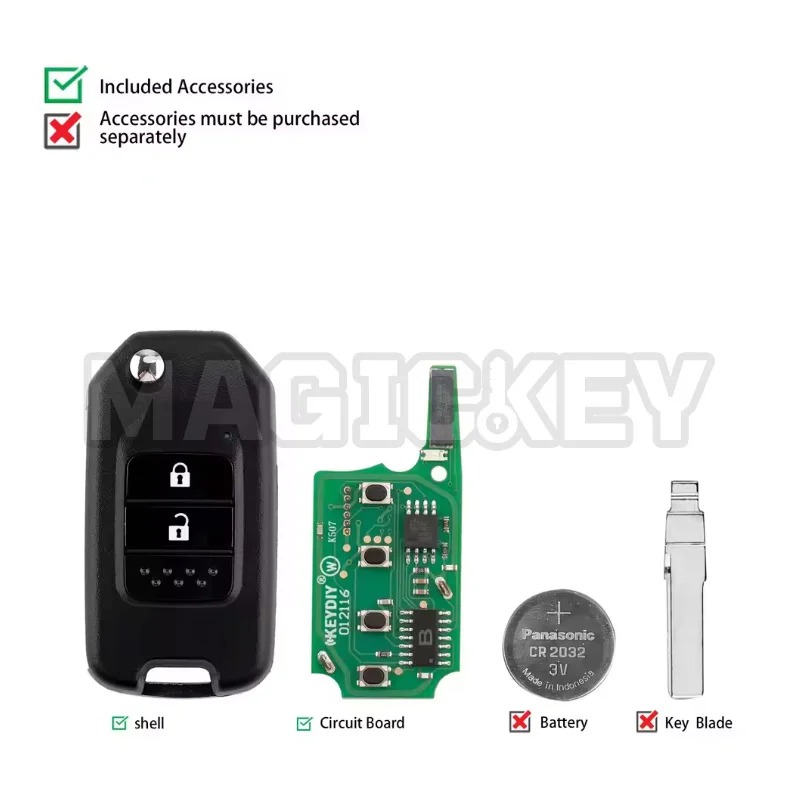 KEYDIY KD NB10-2 NB Series Universal Flip Remote Key 2 Buttons Compatible with Honda Type Vehicles