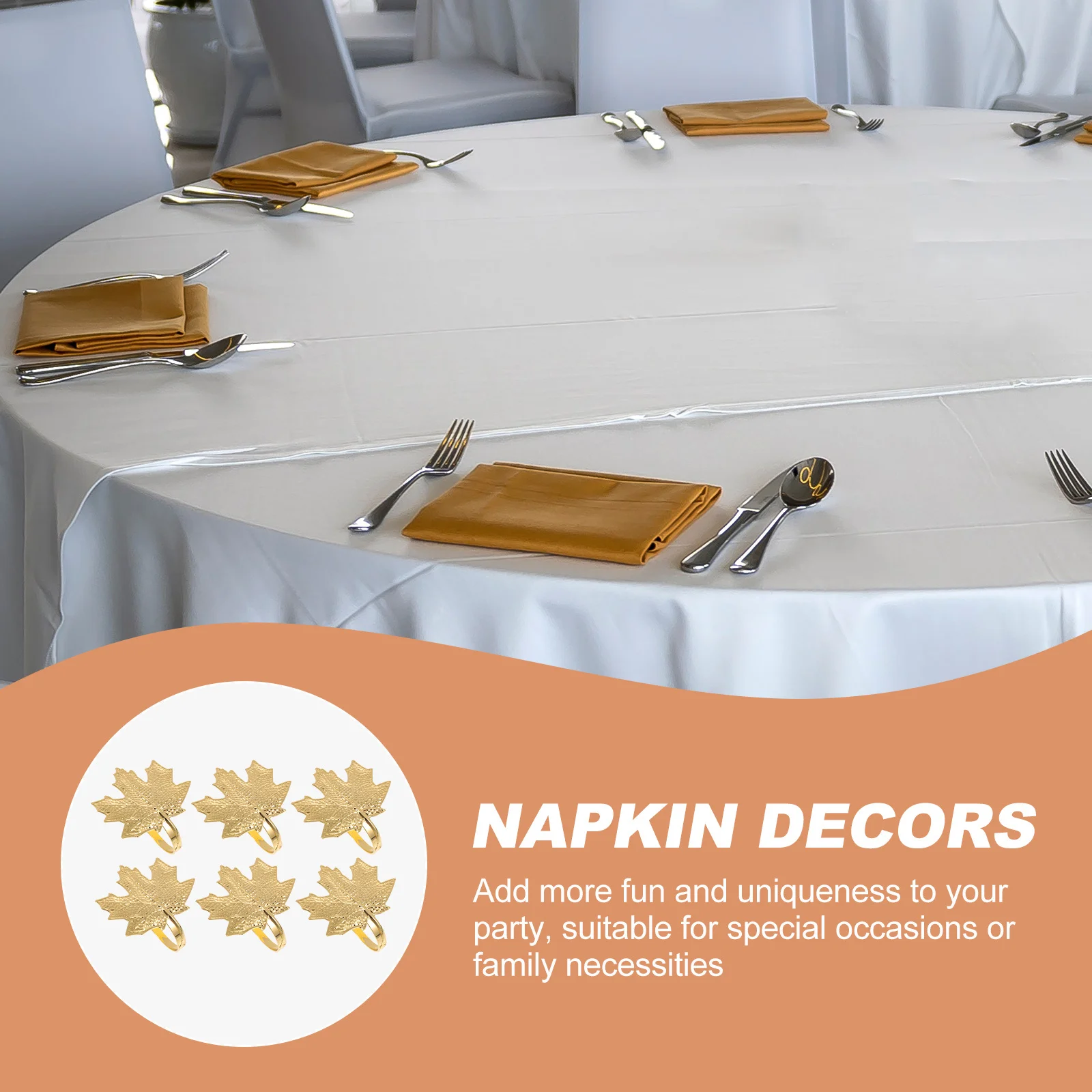 

6Pcs Exquisite Maple Leaf Napkin Rings Decor Elegant Design Maple Leaf Napkin Buckles Paper Holders