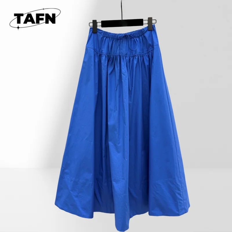 

New Thin Waist Knot Skirt Minimalist Advanced Stylish Women's long skirt Vest Jacket for Winter Warmth 치마 falda largaAG2908