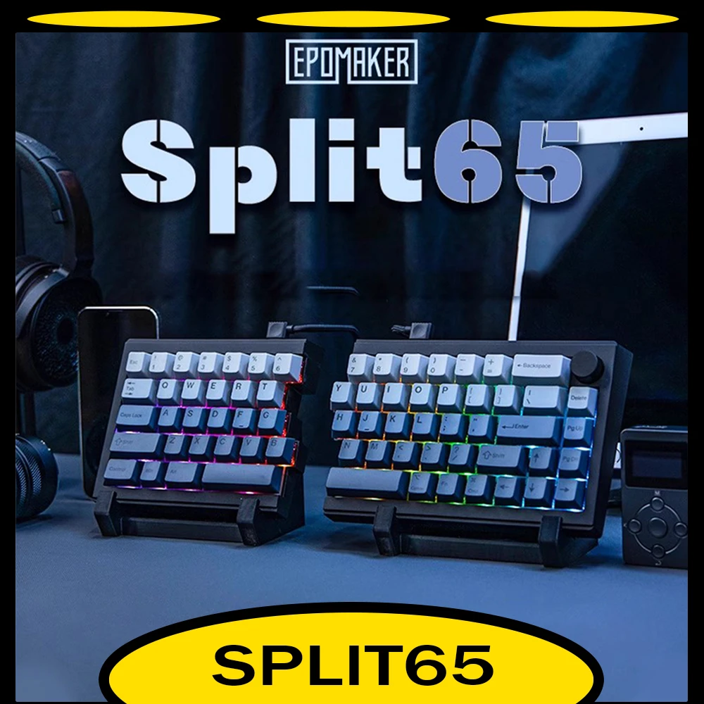 

EPOMAKER Split65 Mechanical Keyboard 3mode RGB Hot Swap Split Gaming Keyboard With Knob QMK/VIA Customized Pc Accessories Gifts