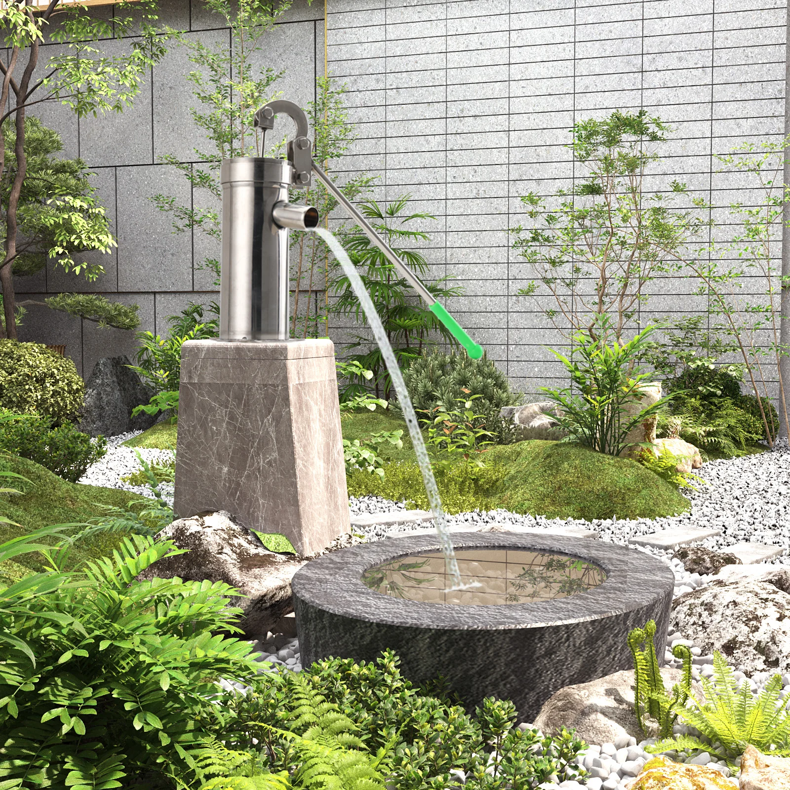 

10m Stainless Steel Water Pump Shaking Water Pump Deep Water Pump with 32mm Inner &8.9cm Height for Garden,Home,Farm,Groundwate