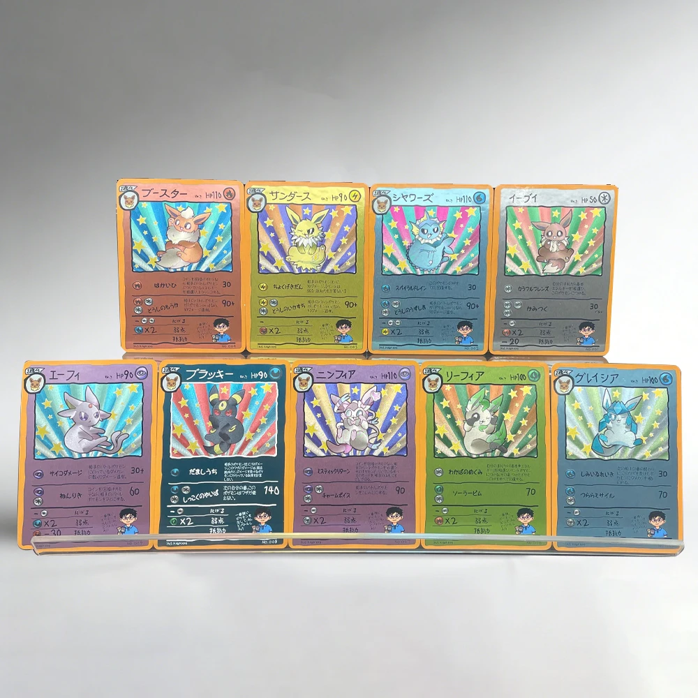 9pcs/set DIY Anime PTCG Game Collection Card Self-made Original Vintage Eeveelutions Umbreon Jolteon Eevee Game Collection Card